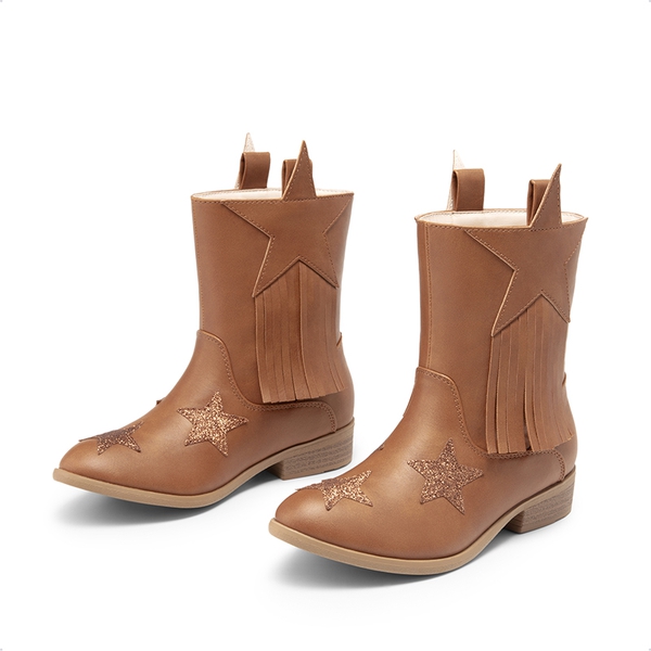 Kids Star Tassel Cowgirl Boots - CAMEL - 2